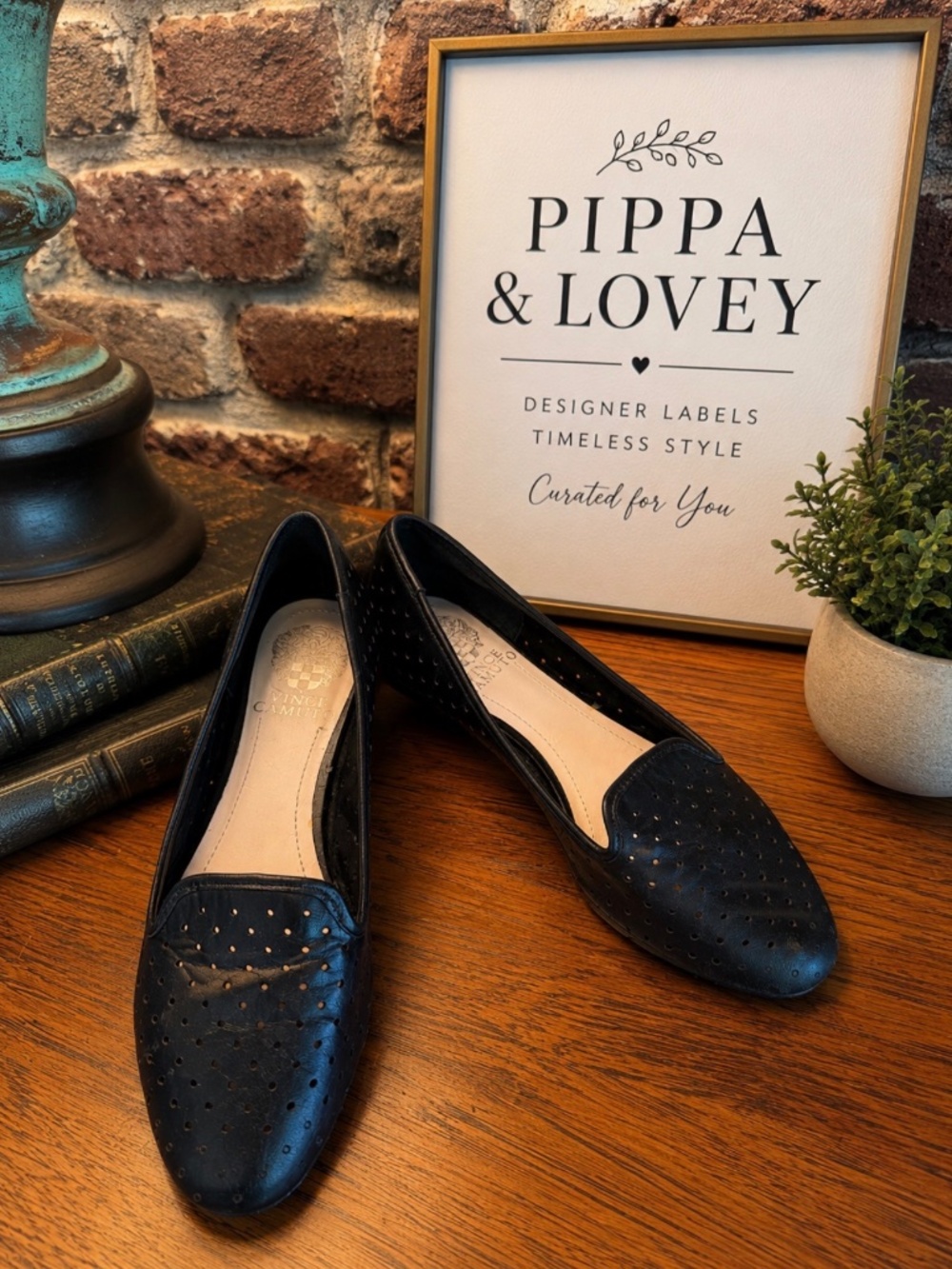 Vince Camuto Kade Laser-Cut Perforated Leather Loafers — Black — Size 6.5